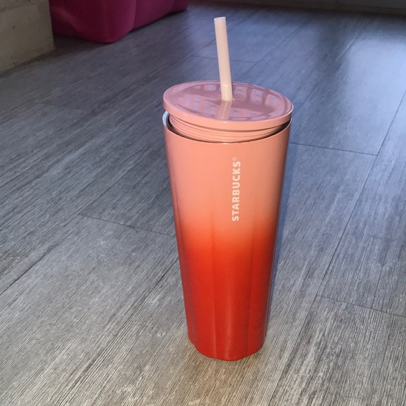 Starbucks Pink Red ombré Stainless Steel Cold Cup 24 floz - Picture 1 of 6